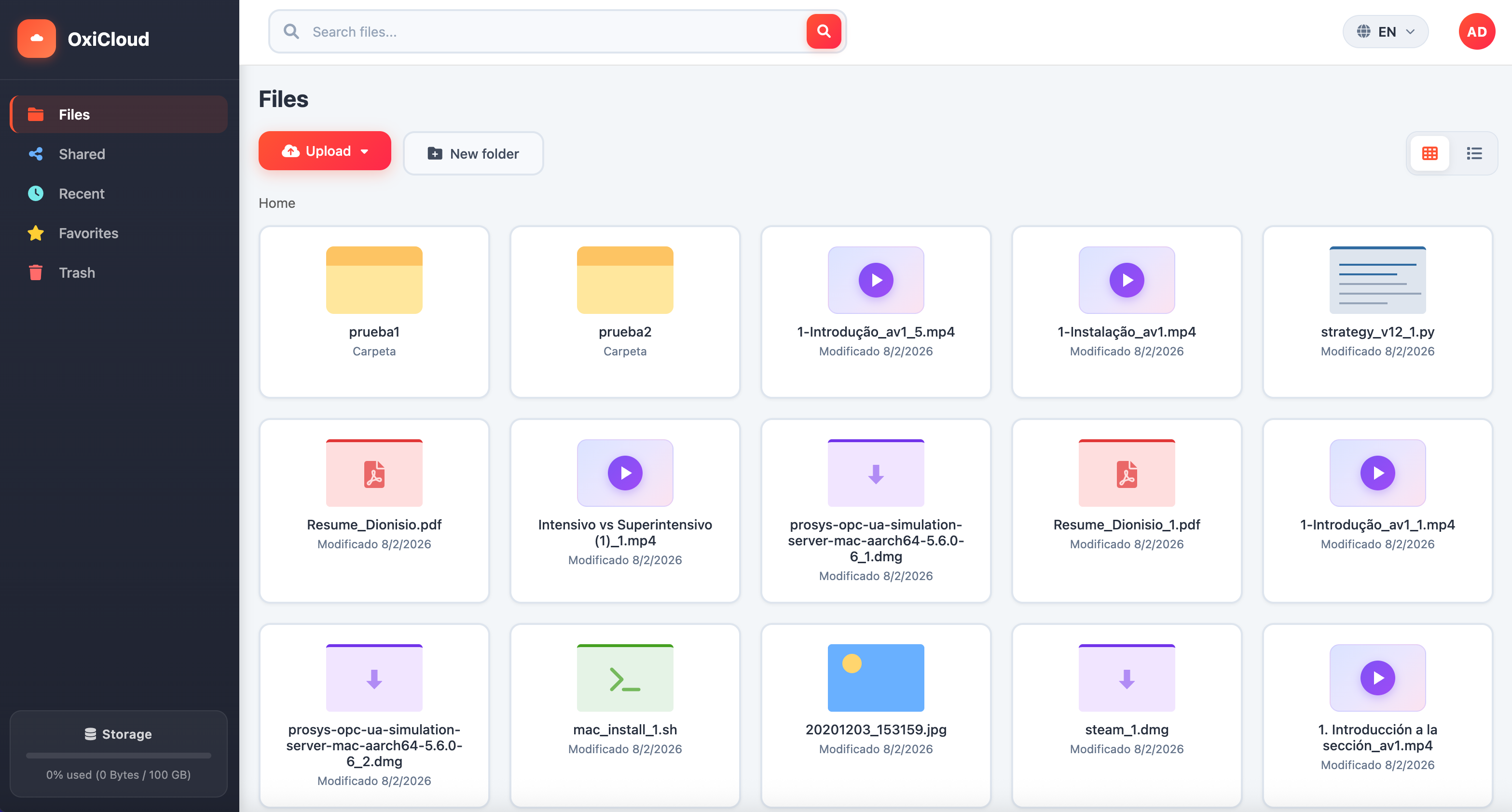 OxiCloud Screenshot