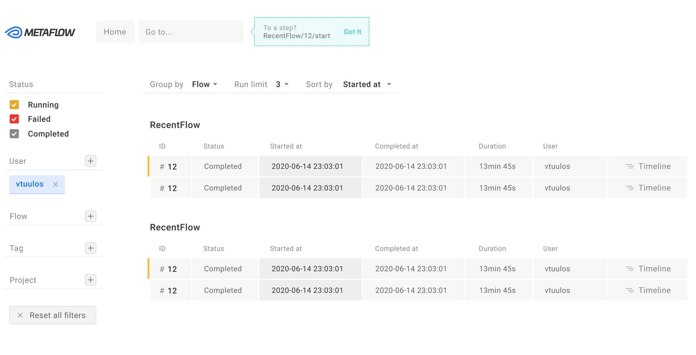 Metaflow Screenshot